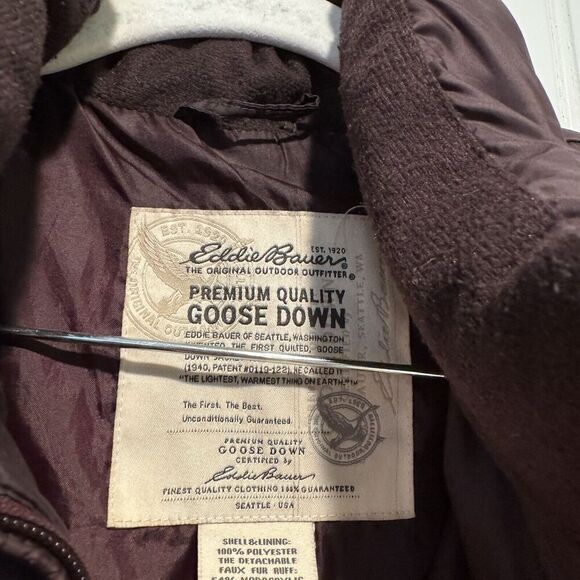 Eddie Bauer Purple Goose Down Puffer Jacket Longline No Hood Size Small - Picture 3 of 5